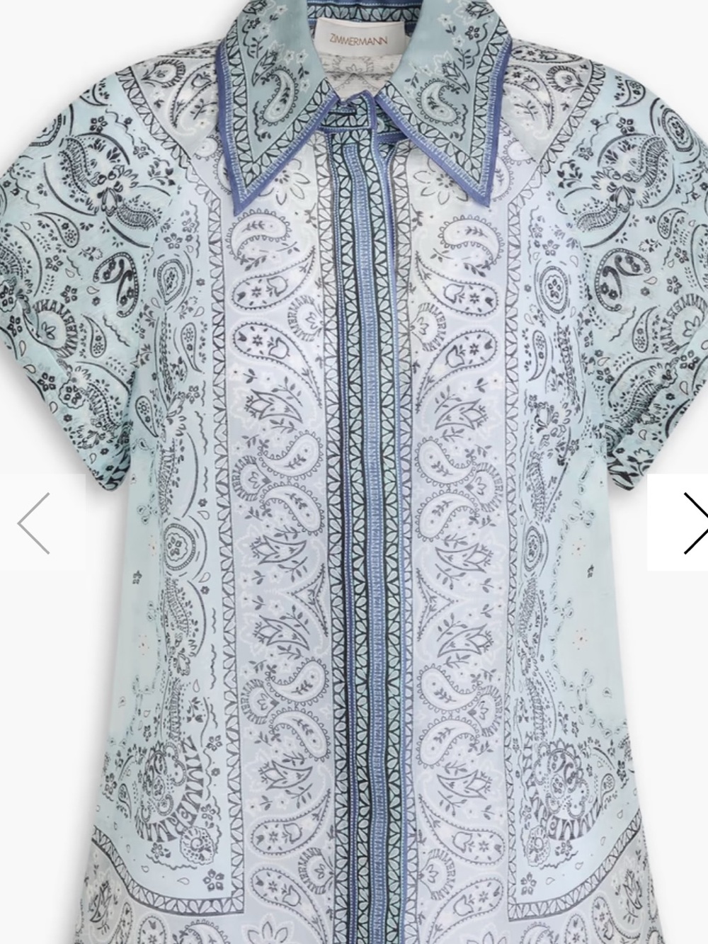 Zimmermann Light Blue Paisley-Print Button Shirt! Matchmaker fitted shirt!